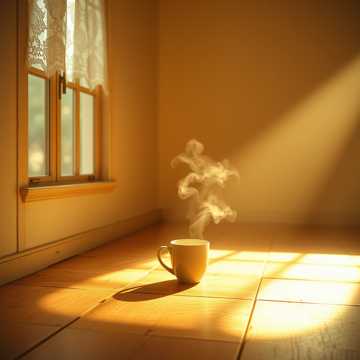 Sunlight filters through the curtains accompanied by gentle fingerstyle guitar.