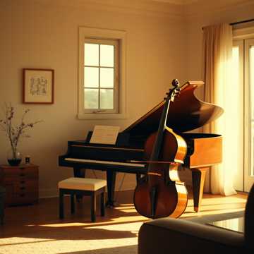 An intimate, unamplified duet between a grand piano and a warm cello.