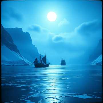 Deep, cinematic drums and chanting echoing through a snowy fjord landscape.