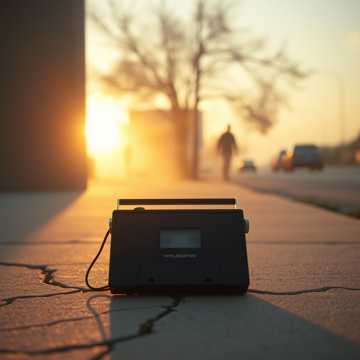 Listening to a warped cassette tape on a vintage Walkman while walking home.