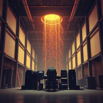 Hypnotic Industrial Techno beat with a thumping kick drum and metallic textures for a dark warehouse rave.