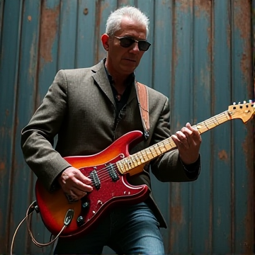 An energetic Texas blues shuffle with a screaming electric guitar solo and driving rhythm.